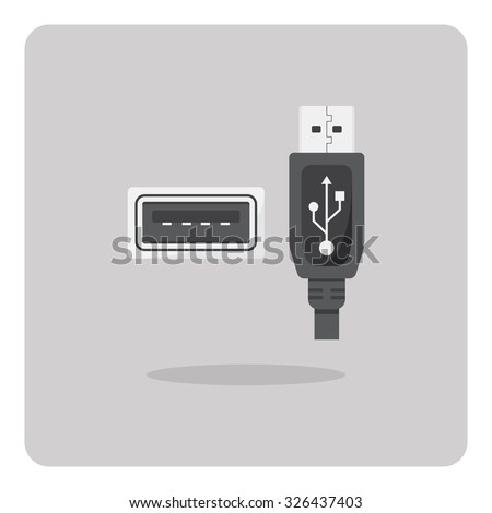 Vector of flat icon, USB Type-A connector on isolated background