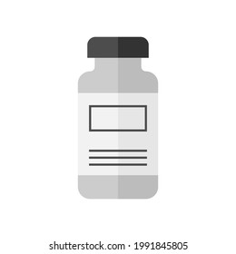 Vector flat icon of vaccine. Medicinal product in a container