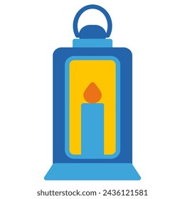 Vector Flat Icon Vintage Lantern Symbol. Illustration of a traditional hanging candle lantern or antique kerosene lamp