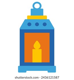 Vector Flat Icon Vintage Lantern Symbol. Illustration of a traditional hanging candle lantern or antique kerosene lamp