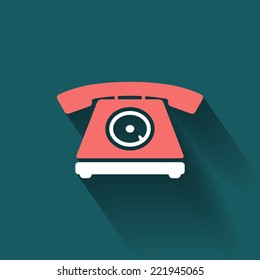 Vector flat icon of the vintage telephone