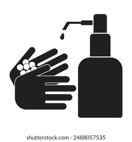 vector flat icon of washing hands with liquid soap
