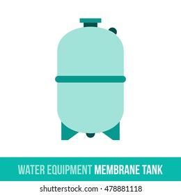 Vector flat icon water equipment for bathroom, heating. Membrane tank. Web design, booklets, brochures, advertisements, manuals, technical descriptions. Isolated on a white background.