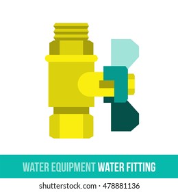 Vector flat icon water equipment for bathroom, heating. Water fitting. Web design, booklets, brochures, advertisements, manuals, technical descriptions. Isolated on a white background.