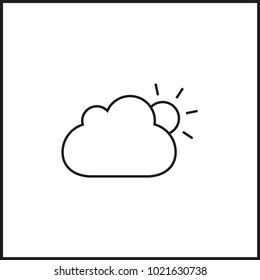 vector flat icon weather meteorology - sun behind cloud