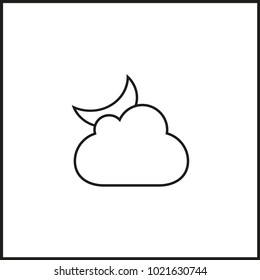 vector flat icon weather meteorology - moon behind cloud