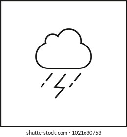 vector flat icon weather meteorology - lightning and rain cloud