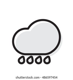 Vector Flat Icon of Weather. Rainy Weather