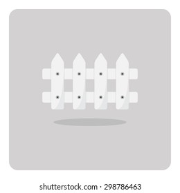 Vector of flat icon, white fence on isolated background