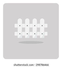 Vector of flat icon, white fence on isolated background