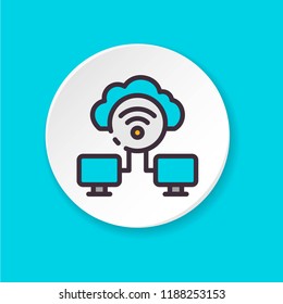 Vector flat icon wi-fi connect. Data store. Button for web or mobile app. UI/UX user interface. 