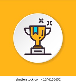 Vector flat icon winner's cup, completion of courses. Button for web or mobile app. UI/UX user interface.