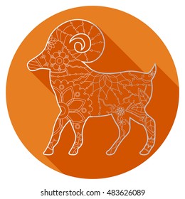 Vector flat icon of zodiac sign Aries