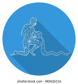 Vector flat icon of zodiac sign Aquarius