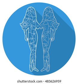 Vector flat icon of zodiac sign Gemini