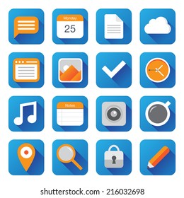 Vector flat icons: business, media, office