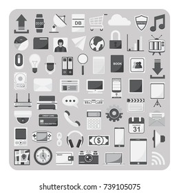 Vector of flat icons, Cloud computing technology set on isolated background