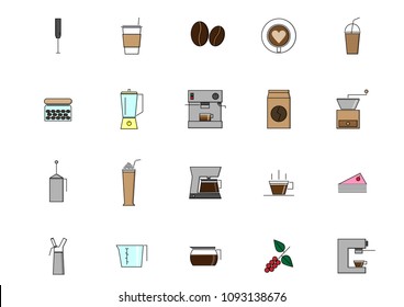 vector of flat icons coffee set 

