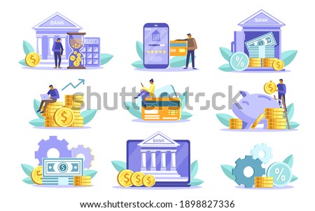 Vector flat icons colorful collection of finance, banking online isolated on white background. Mobile banking and online payment concept. Modern icons for mobile application, web concepts, banner