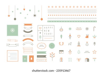 Vector flat icons and decor elements. Merry Christmas and Happy New Year. Nice details and easily identifiable. Useful for holidays infographics.