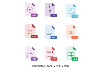 vector flat icons file type  