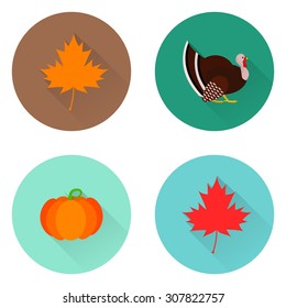 Vector flat icons with long shadow. Elements for design.