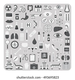 Vector of flat icons, Medical set on isolated background