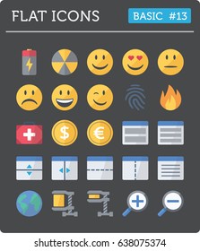 Vector flat icons for professional developers - Basic Pack 13