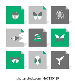 Vector Flat Icons Set - Animals