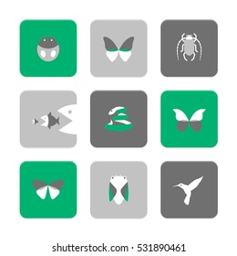 Vector Flat Icons Set - Animals

