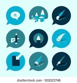 Vector Flat Icons Set - Art objects

