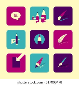 Vector Flat Icons Set - Art objects


