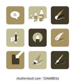 Vector Flat Icons Set - Art objects

