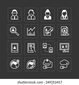 Vector flat icons set of business finance technology outline concept.