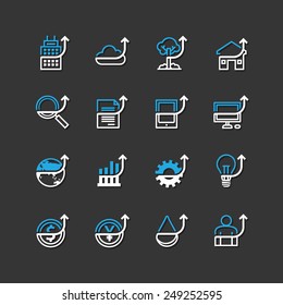 Vector flat icons set of business finance outline up concept.