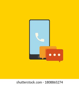Vector Flat Icons Set  Of Cellphone and Messages