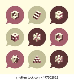 Vector Flat Icons Set - Cube Icons

