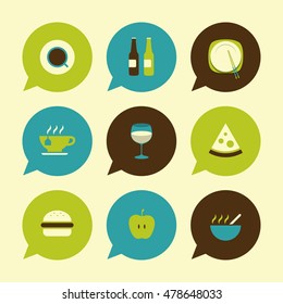 Vector Flat Icons Set - Gastronomy

