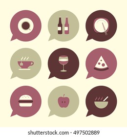 Vector Flat Icons Set - Gastronomy

