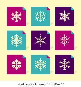 Vector Flat Icons Set - Snowflakes

