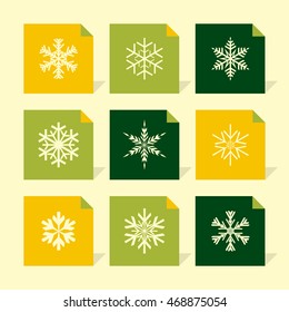 Vector Flat Icons Set - Snowflakes

