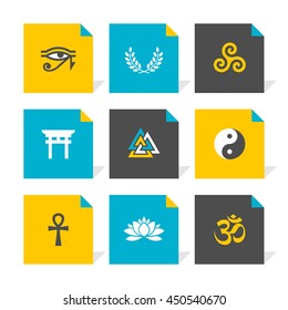 Vector Flat Icons Set - Spiritual Symbols