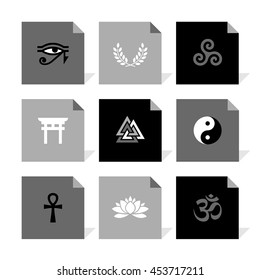 Vector Flat Icons Set - Spiritual Symbols

