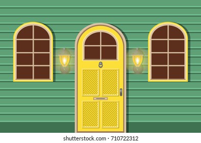 Vector flat icons windows and door.