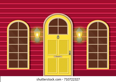 Vector flat icons windows and door.