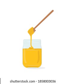 Vector flat iilustration of honey dipper isolated on the white background. Natural medicine. icon, template. EPS 10