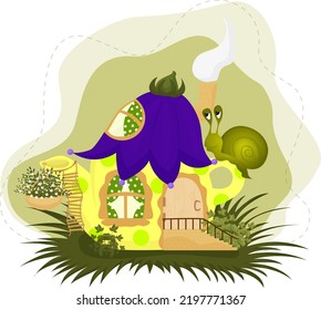 vector flat illustration 2d fairy house teapot