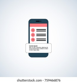 Vector flat illustration abc points at smartphone