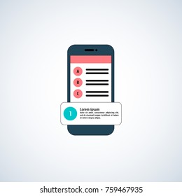 Vector  flat illustration with abc points at smartphone