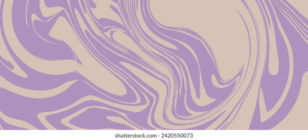 Vector flat illustration. Abstract horizontal background with colorful waves. Fashionable retro style in pastel colors. Ideal for textile design, screensavers, covers, cards, invitations and posters.